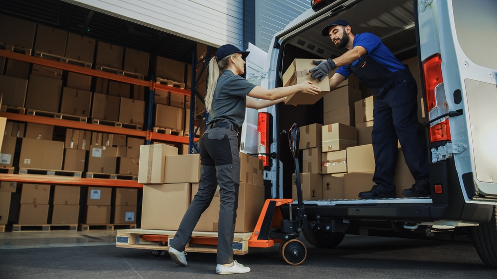 Outside,Of,Logistics,Distributions,Warehouse:,Diverse,Team,Of,Workers,Use
